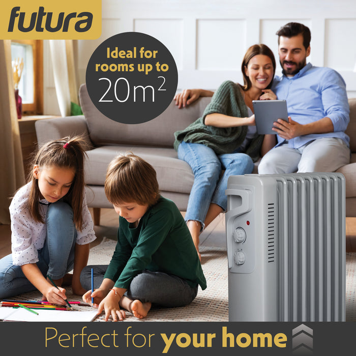 Futura Futura Oil Filled Radiator | 2000W Portable Electric Heater Grey