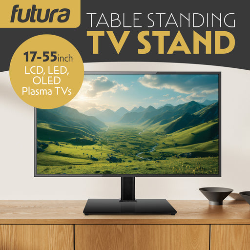 Futura Futura Universal TV Stand | 17–55 Inch Black Television Table Stand