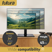 Futura Futura Universal TV Stand | 24–60 Inch Black Television Table Stand