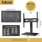 Futura Futura Universal TV Stand | 24–60 Inch Black Television Table Stand
