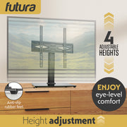 Futura Futura Universal TV Stand | 24–60 Inch Black Television Table Stand