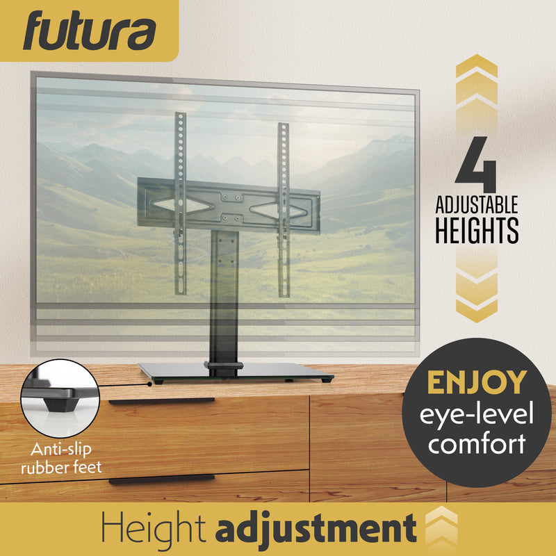 Futura Futura Universal TV Stand | 24–60 Inch Black Television Table Stand