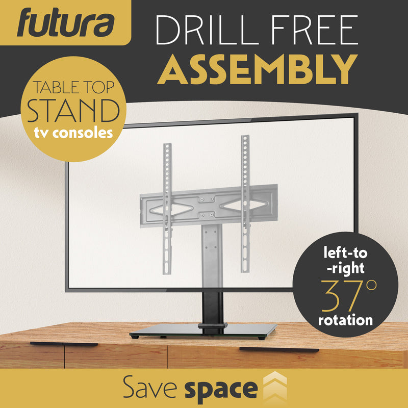 Futura Futura Universal TV Stand | 24–60 Inch Black Television Table Stand