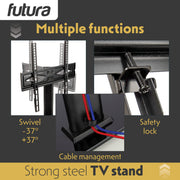 Futura Futura Universal TV Stand | 24–60 Inch Black Television Table Stand