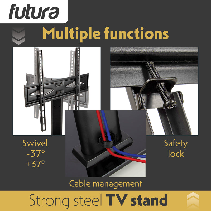 Futura Futura Universal TV Stand | 24–60 Inch Black Television Table Stand