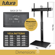 Futura Futura Universal TV Stand 30-75 inch | Black Television Floor Stand