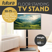 Futura Futura Universal TV Stand 30-75 inch | Black Television Floor Stand