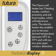 Futura Futura Wall Mounted Electric Heater | 1000W Bathroom Safe Panel Heater