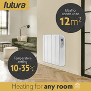 Futura Futura Wall Mounted Electric Heater | 1000W Bathroom Safe Panel Heater