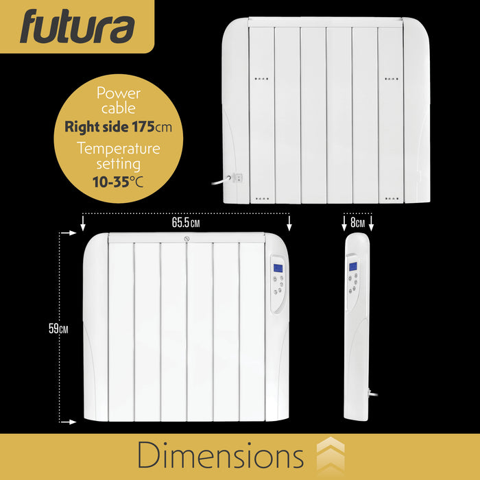 Futura Futura Wall Mounted Electric Heater | 1500W Bathroom Safe Panel Heater