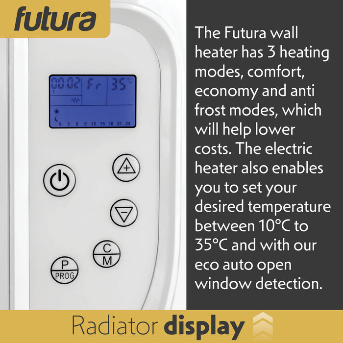 Futura Futura Wall Mounted Electric Heater | 2000W Bathroom Safe Panel Heater
