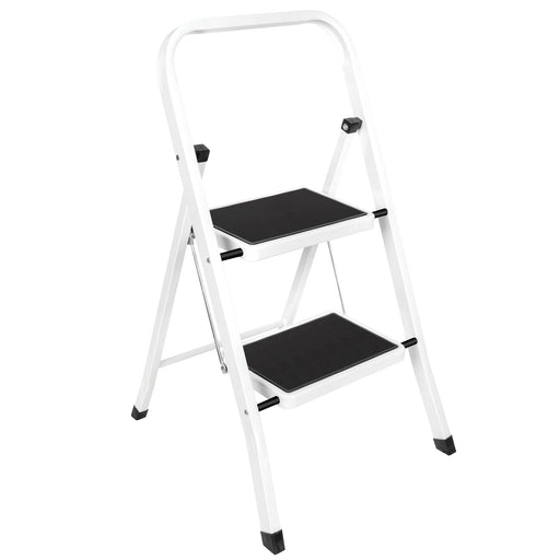 Futura Futura White 2 Step Ladder Heavy-Duty Steel Folding 150kg Capacity