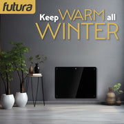 Futura Futura WIFI Electric Wall Panel Heater 2000W | Bathroom Safe Black Glass