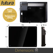 Futura Futura WIFI Electric Wall Panel Heater 2000W | Bathroom Safe Black Glass