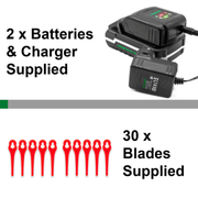 Gracious Gardens Gracious Gardens 18V Cordless Strimmer 2 Batteries 30 Spare Blades
