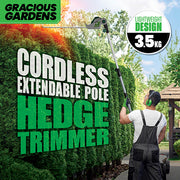 Gracious Gardens Gracious Gardens 2.4m Long Reach Hedge Trimmer | 18V Cordless Pole Cutter with 2 Batteries