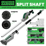 Gracious Gardens Gracious Gardens 2.4m Long Reach Hedge Trimmer | 18V Cordless Pole Cutter with 2 Batteries