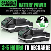 Gracious Gardens Gracious Gardens 2.4m Long Reach Hedge Trimmer | 18V Cordless Pole Cutter with 2 Batteries