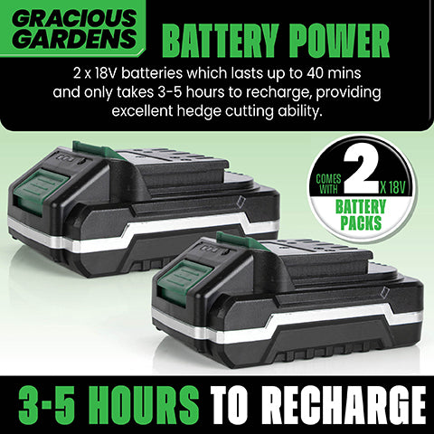 Gracious Gardens Gracious Gardens 2.4m Long Reach Hedge Trimmer | 18V Cordless Pole Cutter with 2 Batteries