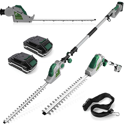 Gracious Gardens Gracious Gardens 2.4m Long Reach Hedge Trimmer | 18V Cordless Pole Cutter with 2 Batteries