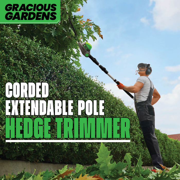 Gracious Gardens Gracious Gardens 2.5m Long Reach Hedge Trimmer | 550W Electric Telescopic Hedge Cutter