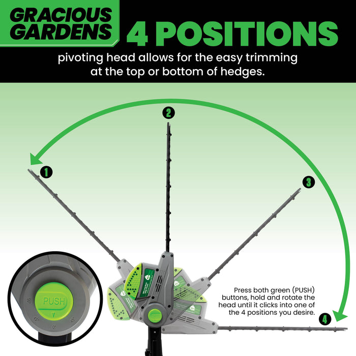 Gracious Gardens Gracious Gardens 2.5m Long Reach Hedge Trimmer | 550W Electric Telescopic Hedge Cutter