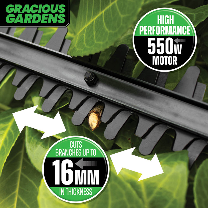 Gracious Gardens Gracious Gardens 2.5m Long Reach Hedge Trimmer | 550W Electric Telescopic Hedge Cutter
