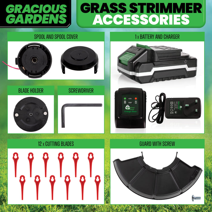 Gracious Gardens Gracious Gardens 2-in-1 Cordless Grass Strimmer | 20V With Blades