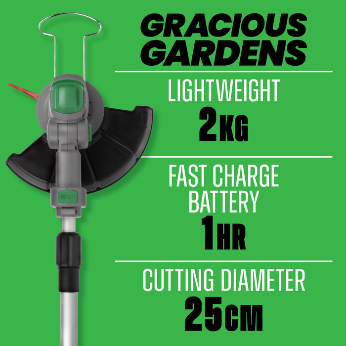 Gracious Gardens Gracious Gardens 2-in-1 Cordless Grass Strimmer | 20V With Blades
