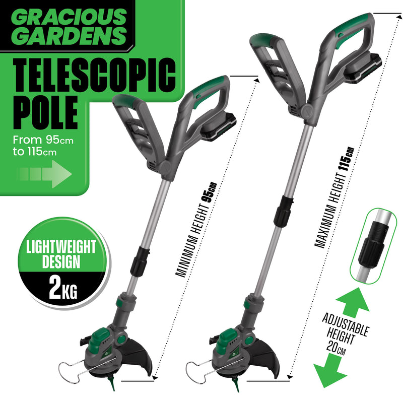 Gracious Gardens Gracious Gardens 2-in-1 Cordless Grass Strimmer | 20V With Blades