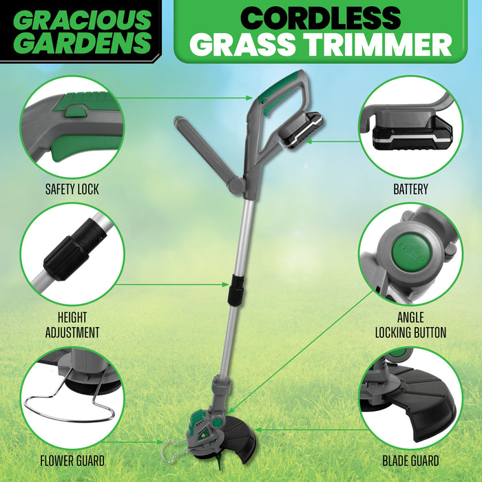 Gracious Gardens Gracious Gardens 2-in-1 Cordless Grass Strimmer | 20V With Blades