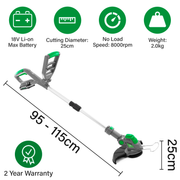 Gracious Gardens Gracious Gardens Cordless Strimmer 18V Li-Ion Grass Trimmer