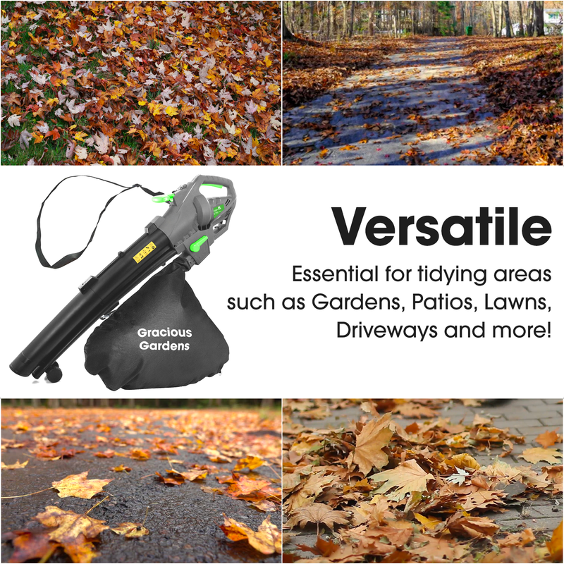 Gracious Gardens Gracious Gardens Leaf Blower Garden Vacuum and Shredder 35L Collection Bag 3000W