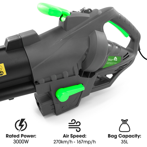 Gracious Gardens Gracious Gardens Leaf Blower Garden Vacuum and Shredder 35L Collection Bag 3000W