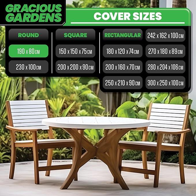 Gracious Gardens Gracious Gardens Outdoor Garden Furniture Covers | Round 190cm