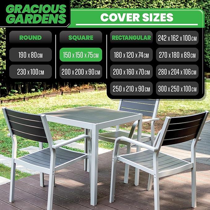 Gracious Gardens Gracious Gardens Outdoor Garden Furniture Covers | Square 150cm