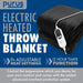 Purus Purus Black Electric Heated Blanket | Soft Fleece Throw with Timer