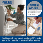 Purus Purus Cream Electric Heated Blanket | Deluxe Faux Fur Throw with Timer