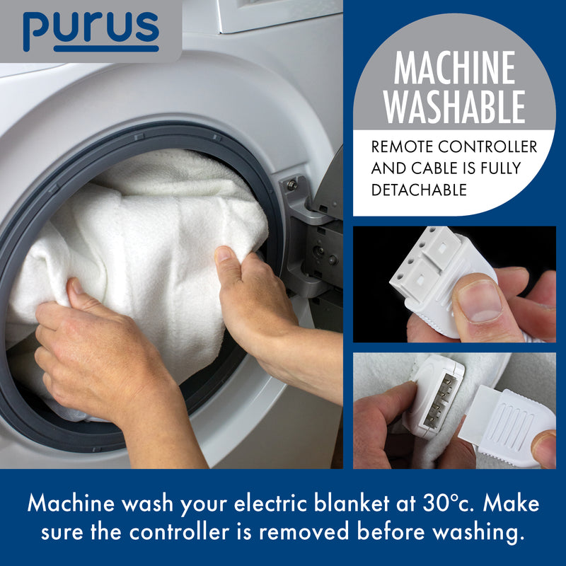 Purus Purus Double Electric Blanket | Fully Fitted Under Blanket Dual Control