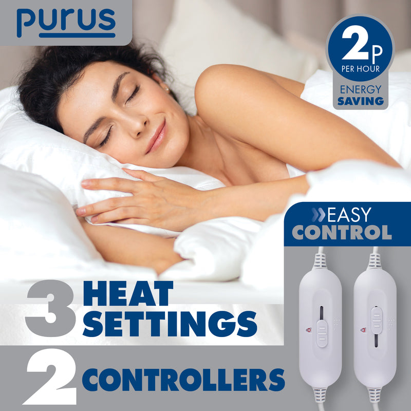 Purus Purus Double Electric Blanket | Fully Fitted Under Blanket Dual Control