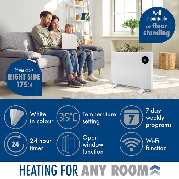 Purus Purus Eco 1000W WIFI Electric Radiator Panel Room Heater Wall Mounted