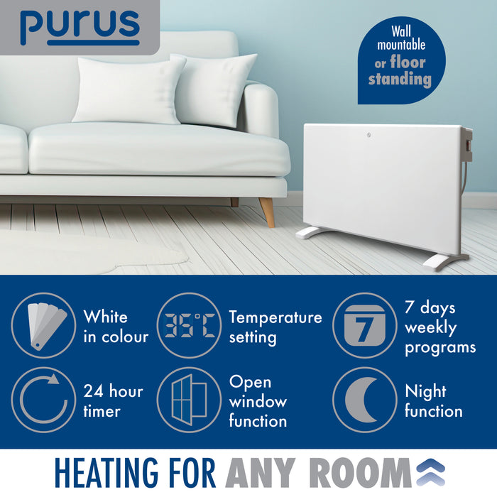 Purus Purus Electric Heater Wall Mounted 1200W | Floor Standing Bathroom Heater