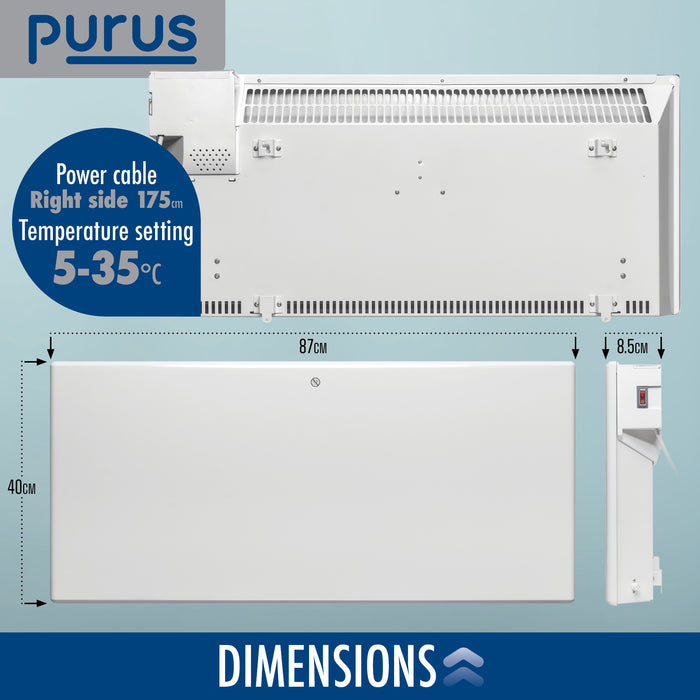 Purus Purus Electric Heater Wall Mounted 1800W | Floor Standing Bathroom Heater
