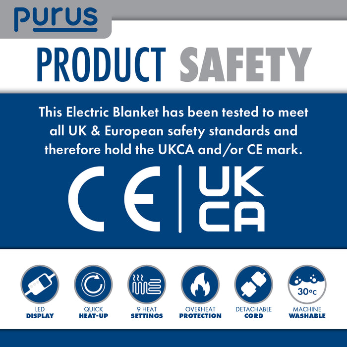 Purus Purus Gold Electric Heated Blanket | Soft Fleece Throw with Timer