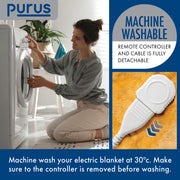 Purus Purus Gold Electric Heated Blanket | Soft Fleece Throw with Timer