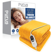 Purus Purus Gold Electric Heated Blanket | Soft Fleece Throw with Timer