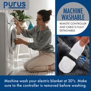 Purus Purus Grey Electric Heated Blanket | Deluxe Faux Fur Throw with Timer