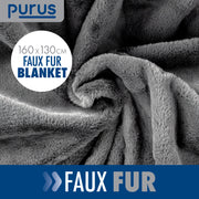Purus Purus Grey Electric Heated Blanket | Deluxe Faux Fur Throw with Timer
