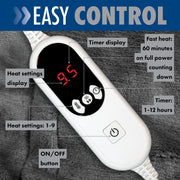 Purus Purus Grey Electric Heated Blanket | Soft Fleece Throw with Timer