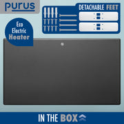 Purus Purus Grey Electric Radiator Heater 1200W | Wall Mounted Or Floor Standing